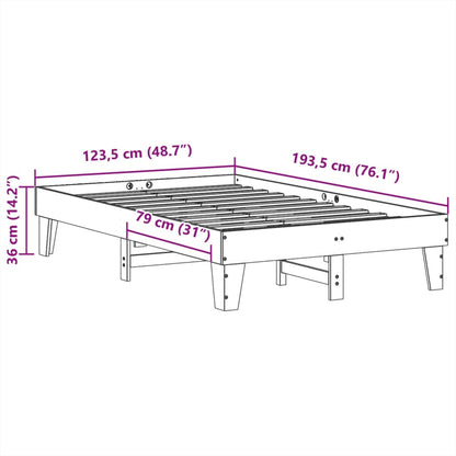 Bedframe zonder matras massief grenenhout wit 120x190 cm