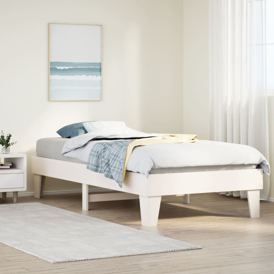 Bedframe zonder matras massief grenenhout wit 90x190 cm