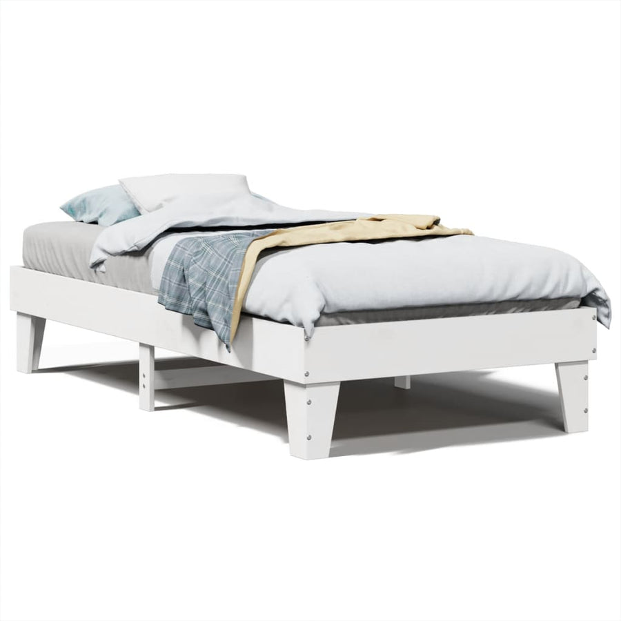 Bedframe zonder matras massief grenenhout wit 75x190 cm