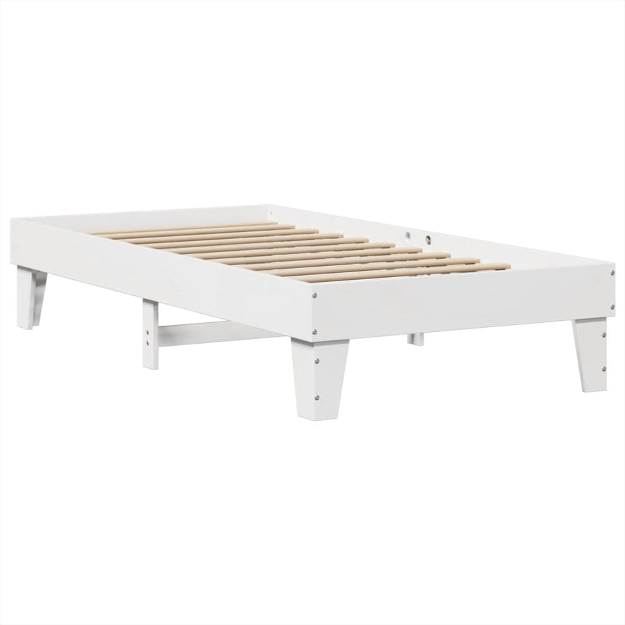 Bedframe zonder matras massief grenenhout wit 75x190 cm