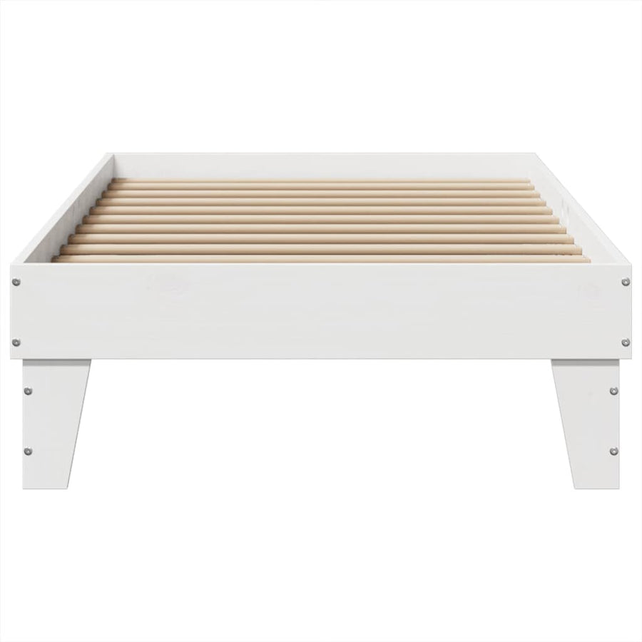Bedframe zonder matras massief grenenhout wit 75x190 cm
