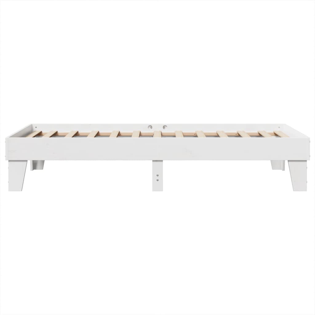 Bedframe zonder matras massief grenenhout wit 75x190 cm