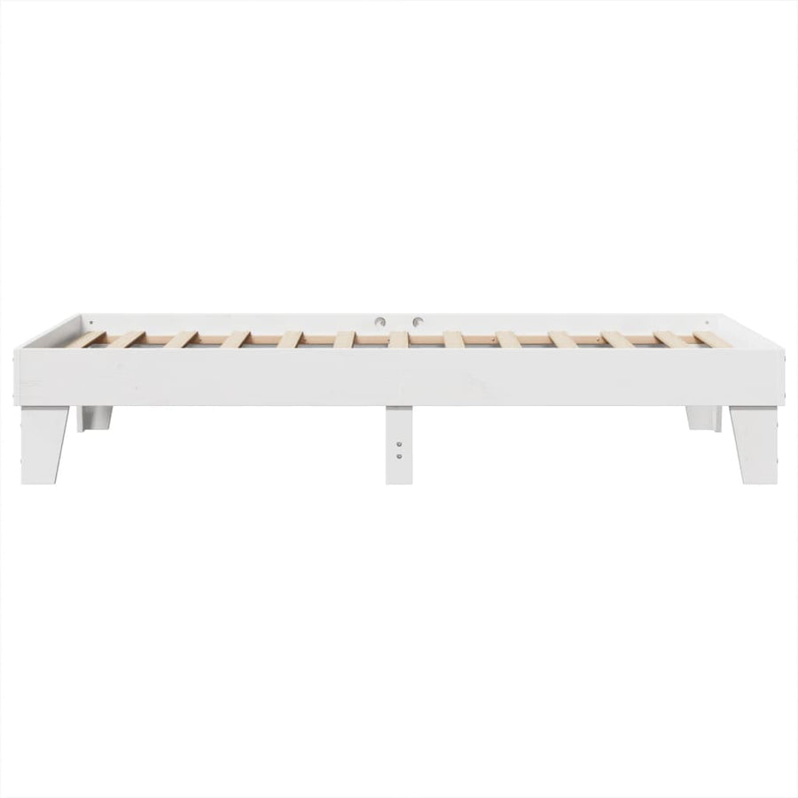 Bedframe zonder matras massief grenenhout wit 75x190 cm