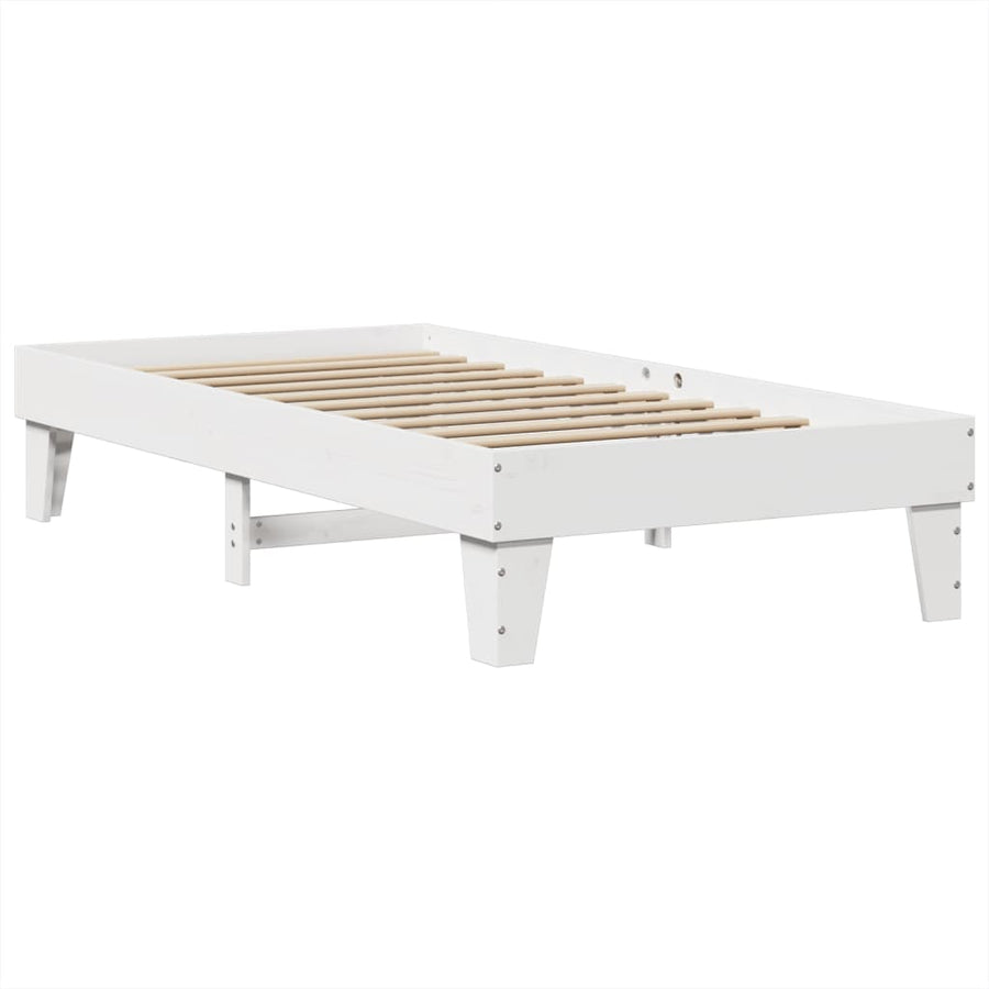 Bedframe zonder matras massief grenenhout wit 75x190 cm