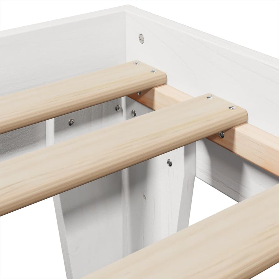 Bedframe zonder matras massief grenenhout wit 75x190 cm