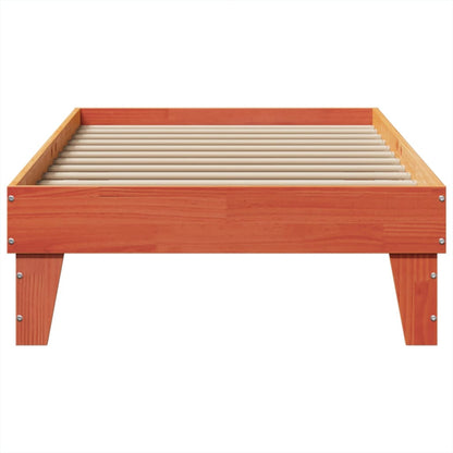 Bedframe zonder matras massief grenenhout wasbruin 75x190 cm