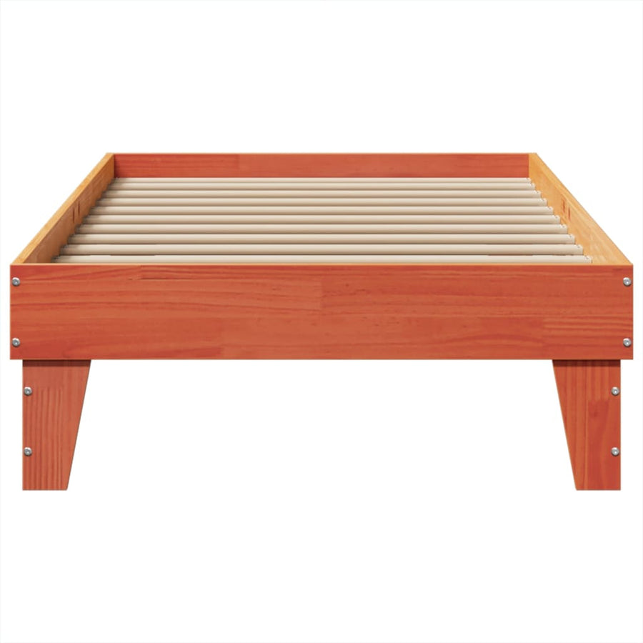 Bedframe zonder matras massief grenenhout wasbruin 75x190 cm