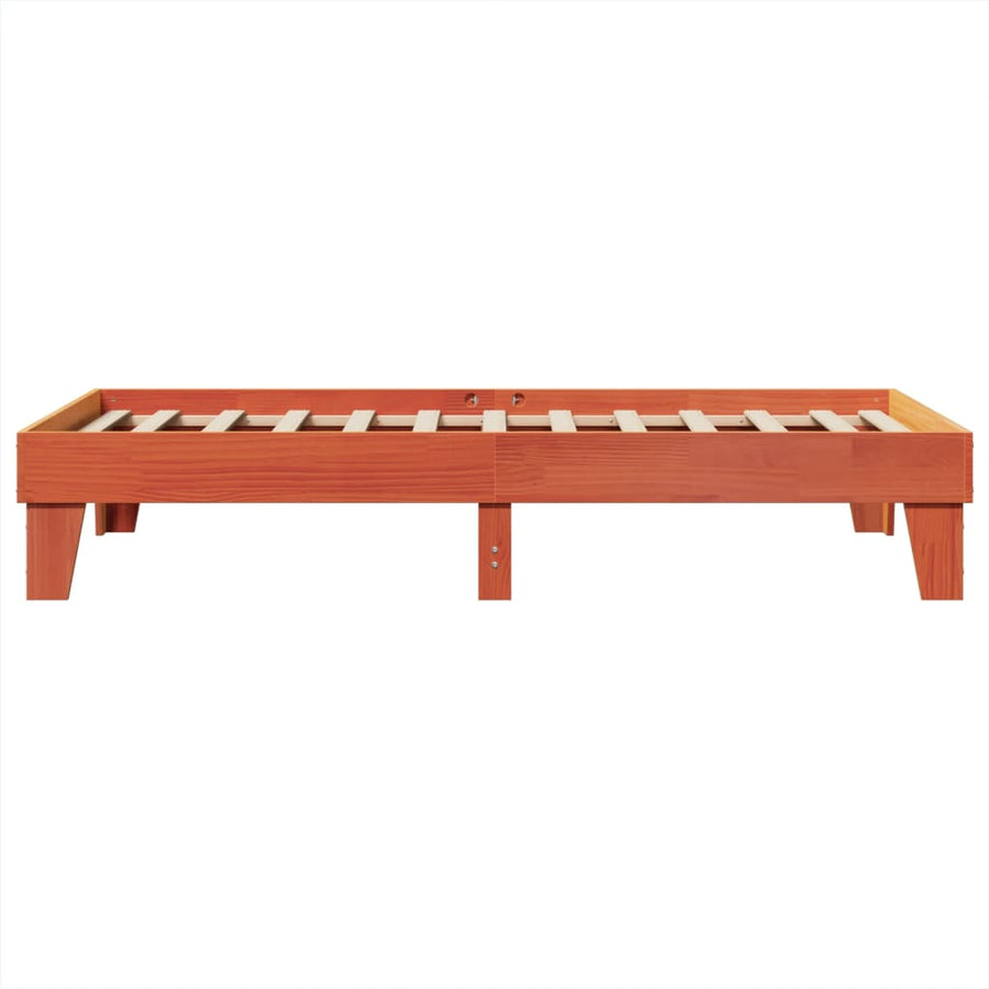 Bedframe zonder matras massief grenenhout wasbruin 75x190 cm