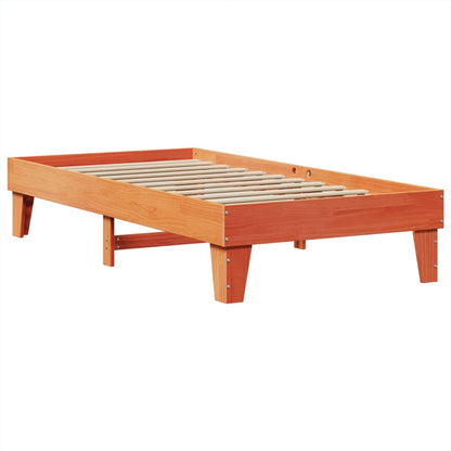 Bedframe zonder matras massief grenenhout wasbruin 75x190 cm