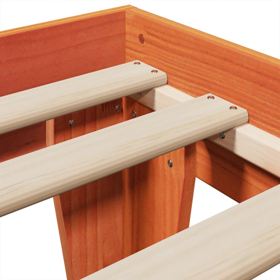 Bedframe zonder matras massief grenenhout wasbruin 75x190 cm