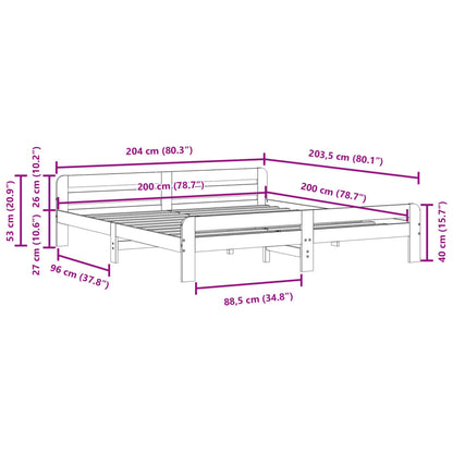 Bedframe zonder matras massief grenenhout 200x200 cm