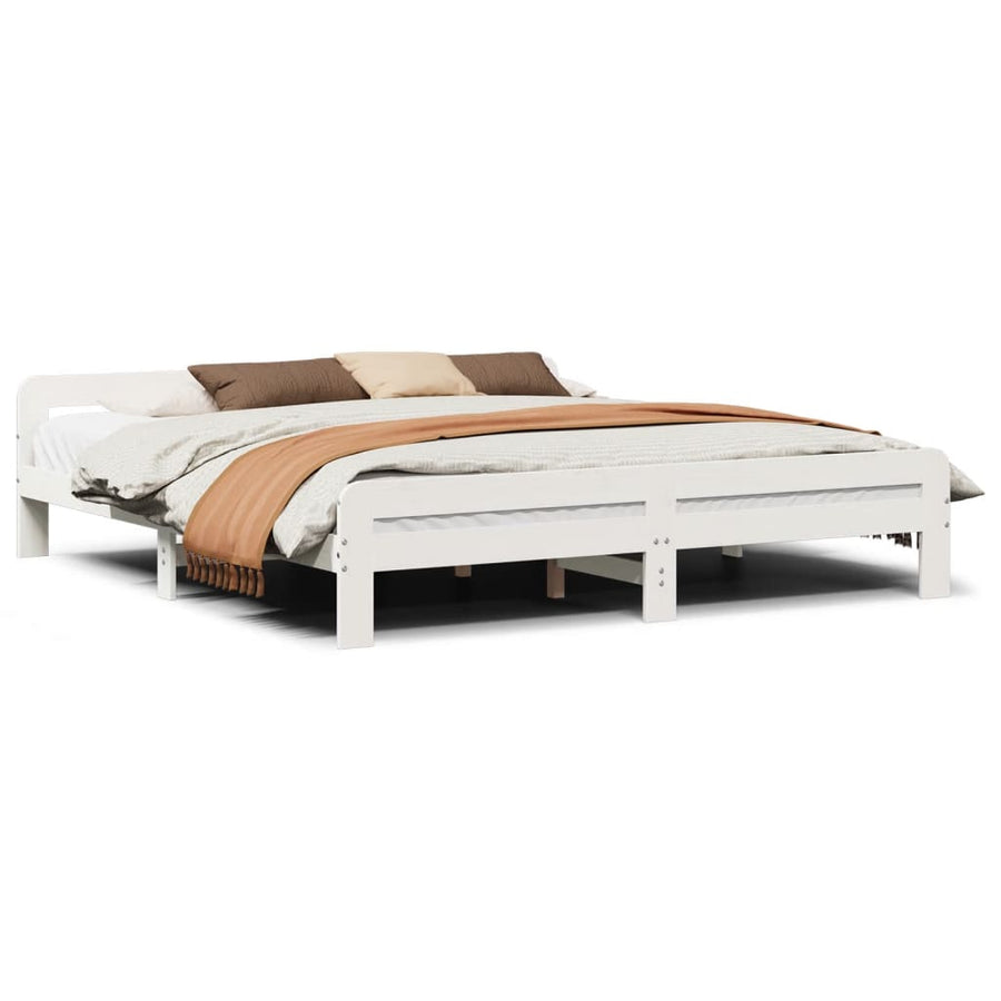 Bedframe zonder matras massief grenenhout wit 200x200 cm