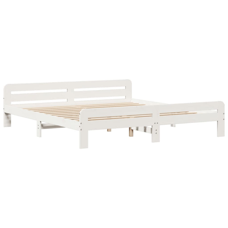 Bedframe zonder matras massief grenenhout wit 200x200 cm