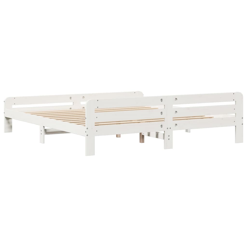 Bedframe zonder matras massief grenenhout wit 200x200 cm