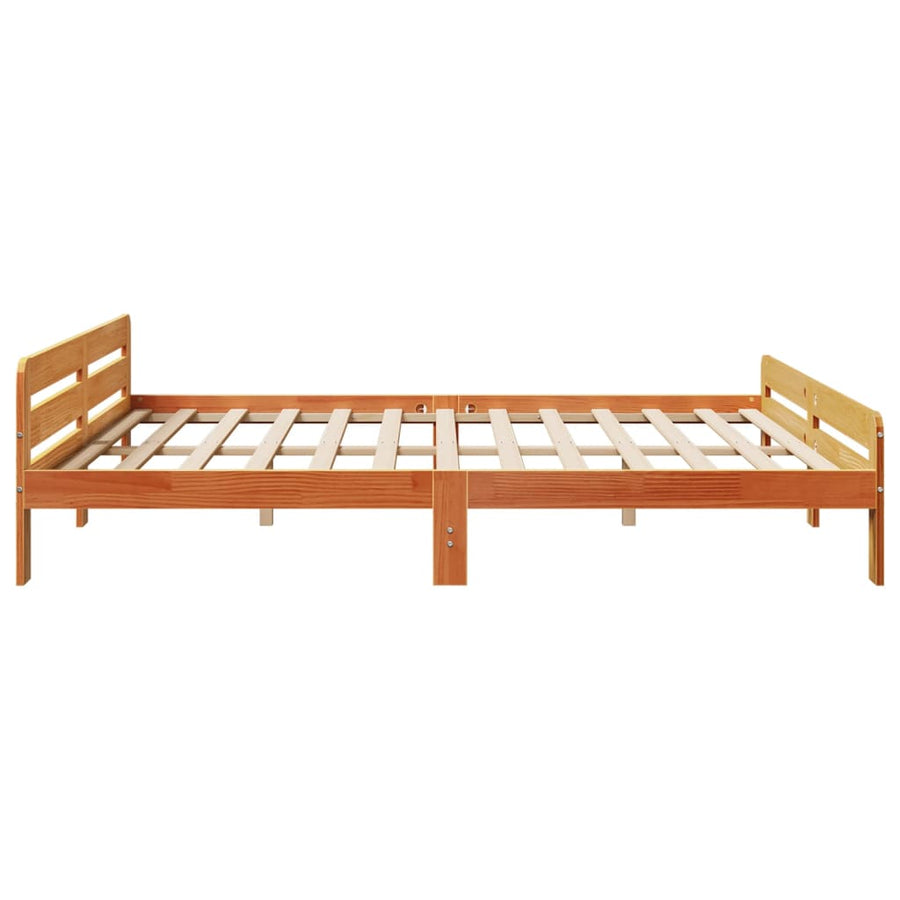 Bedframe zonder matras massief grenenhout wasbruin 200x200 cm