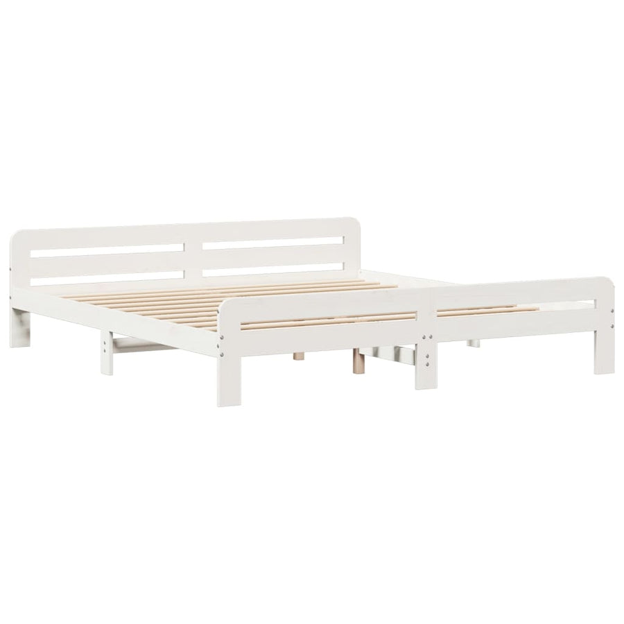 Bedframe zonder matras massief grenenhout wit 180x200 cm
