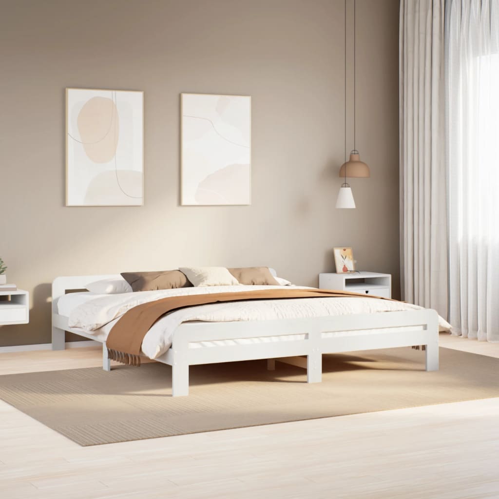 Bedframe zonder matras massief grenenhout wit 180x200 cm