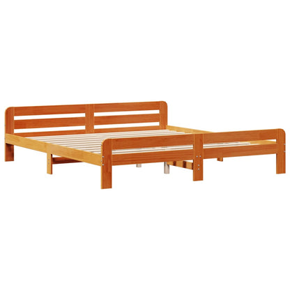 Bedframe zonder matras massief grenenhout wasbruin 180x200 cm