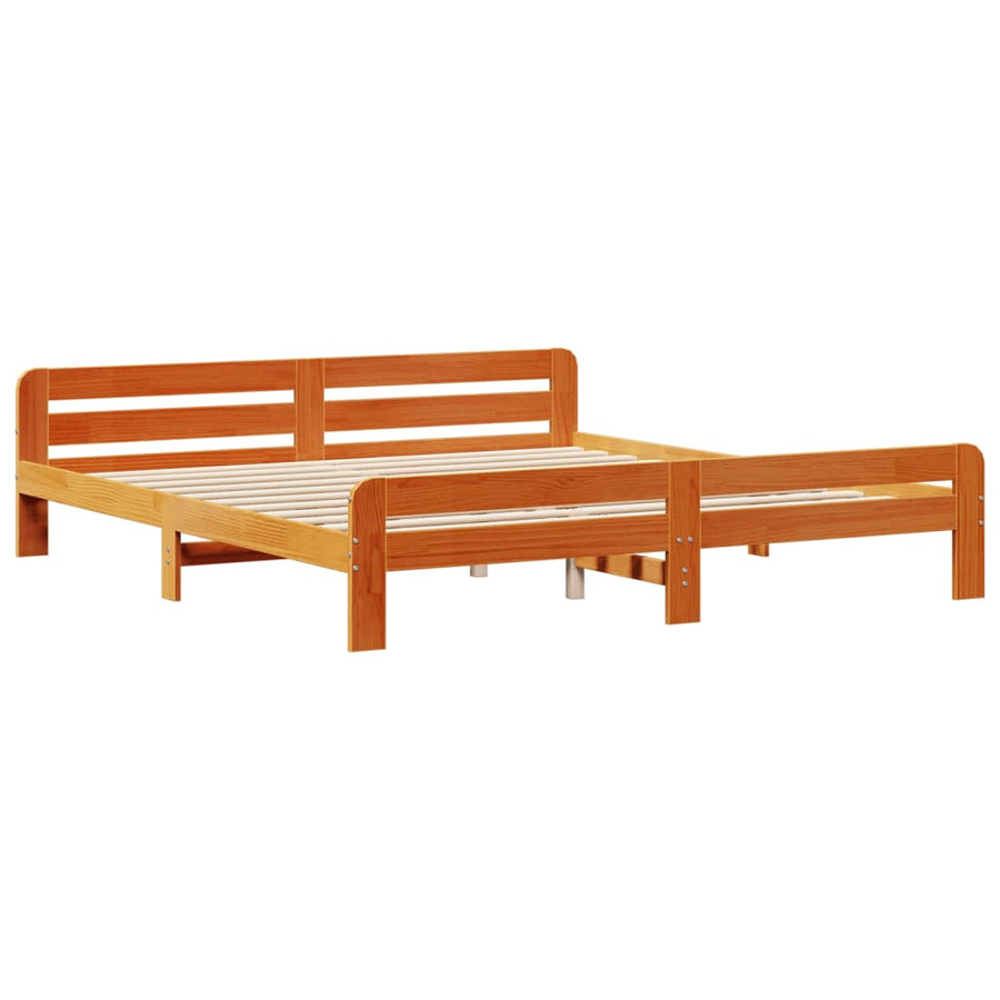Bedframe zonder matras massief grenenhout wasbruin 180x200 cm