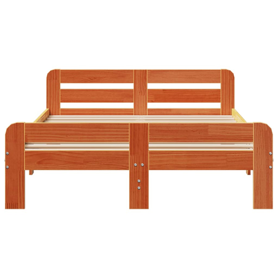 Bedframe zonder matras massief grenenhout wasbruin 180x200 cm