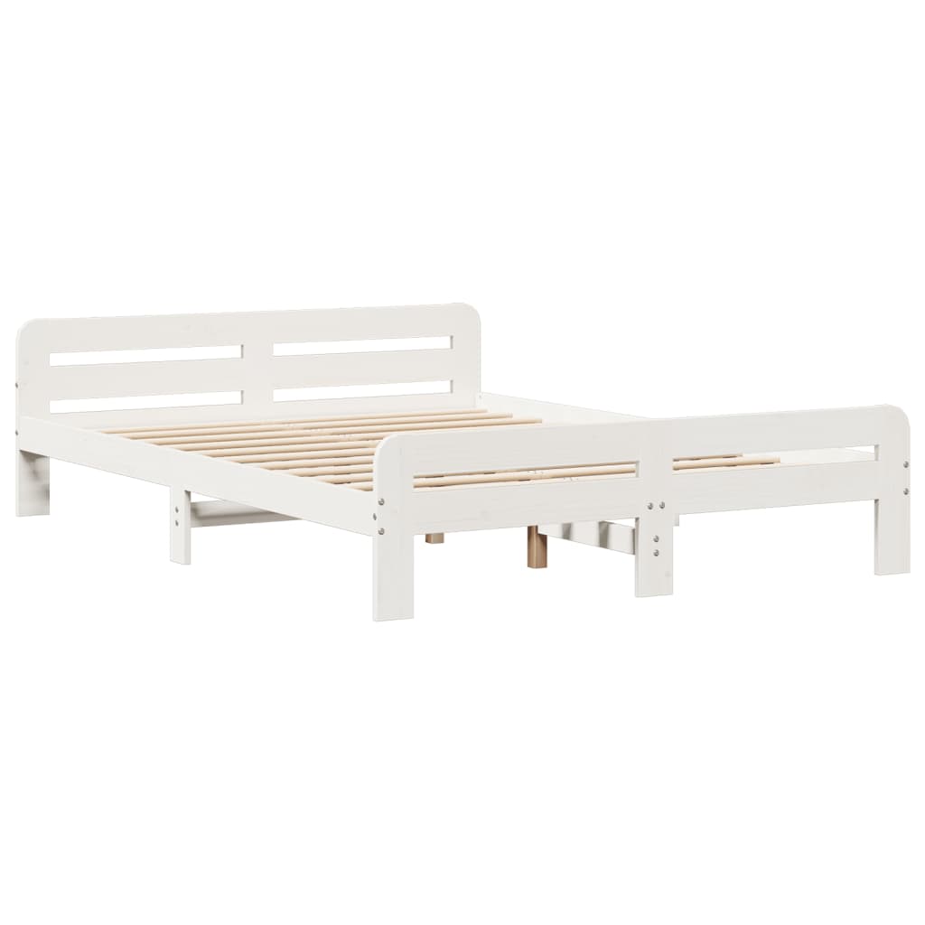 Bedframe zonder matras massief grenenhout wit 150x200 cm