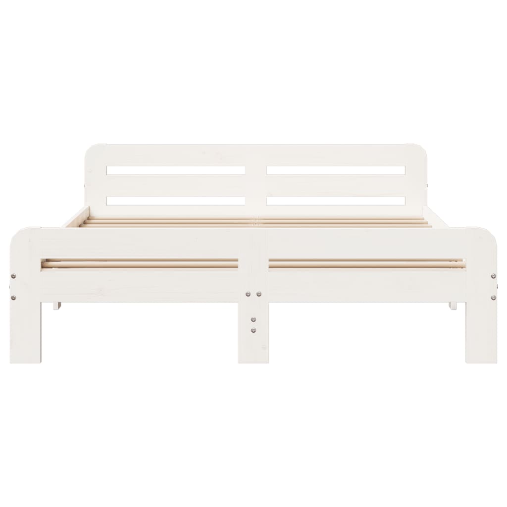 Bedframe zonder matras massief grenenhout wit 150x200 cm