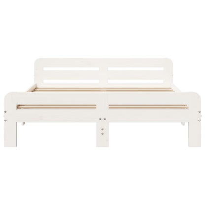 Bedframe zonder matras massief grenenhout wit 150x200 cm