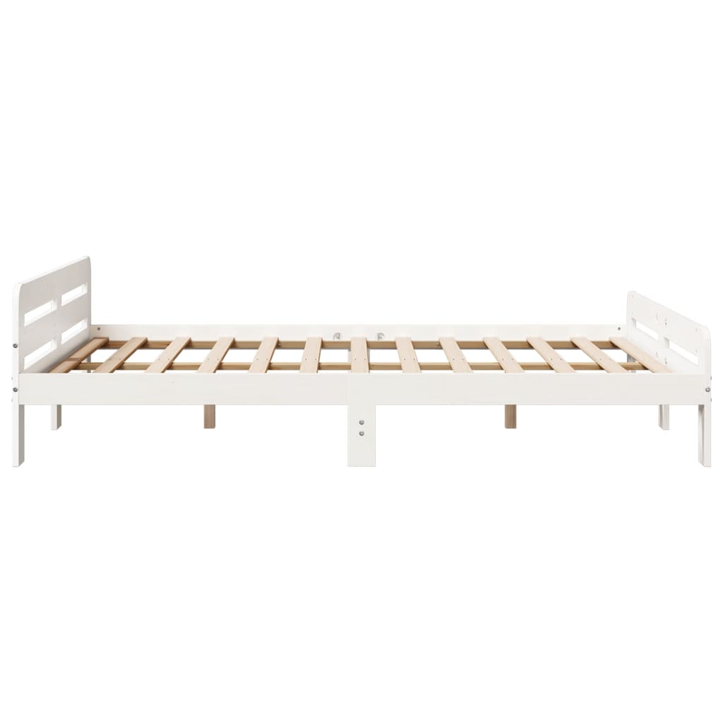 Bedframe zonder matras massief grenenhout wit 150x200 cm