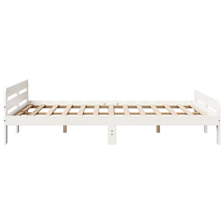 Bedframe zonder matras massief grenenhout wit 150x200 cm