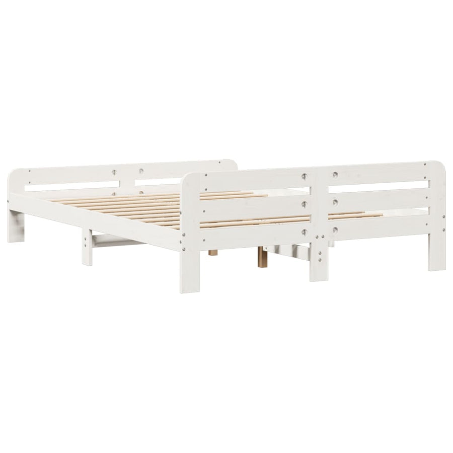 Bedframe zonder matras massief grenenhout wit 150x200 cm