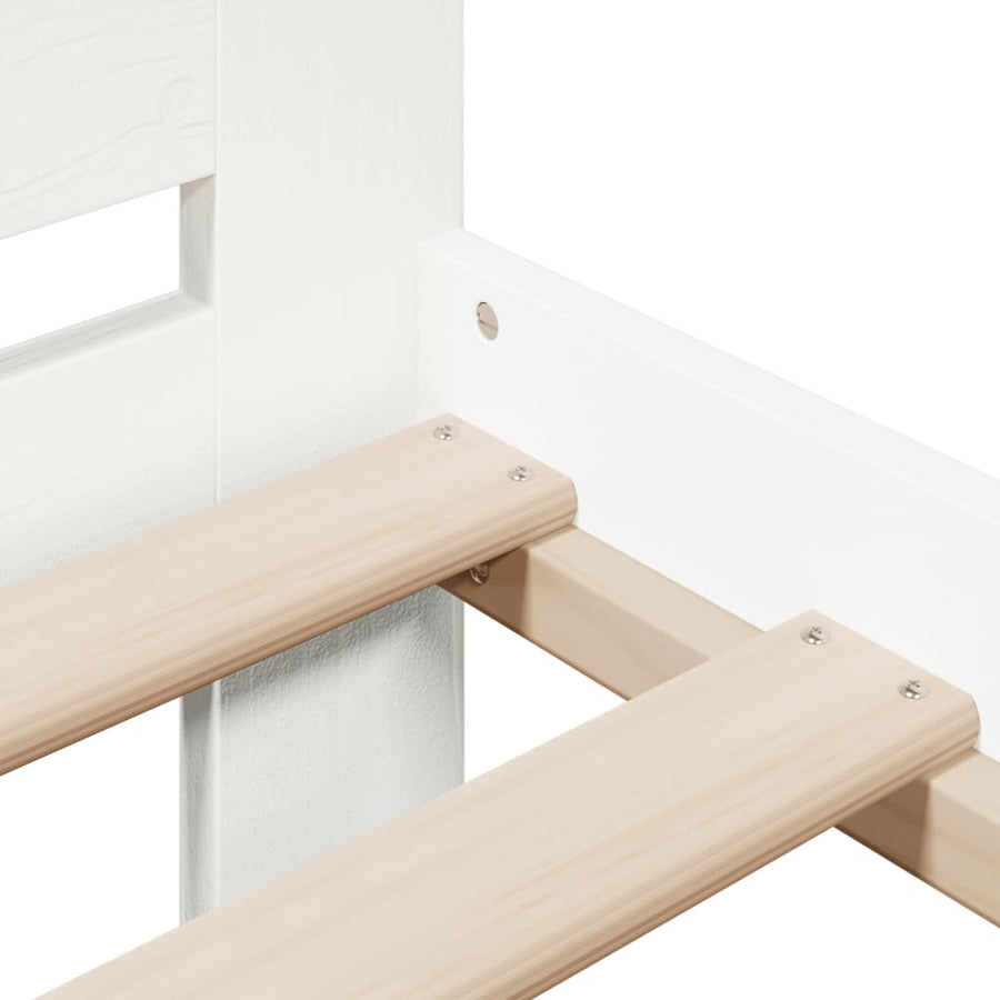 Bedframe zonder matras massief grenenhout wit 150x200 cm