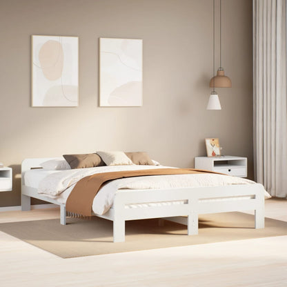 Bedframe zonder matras massief grenenhout wit 150x200 cm