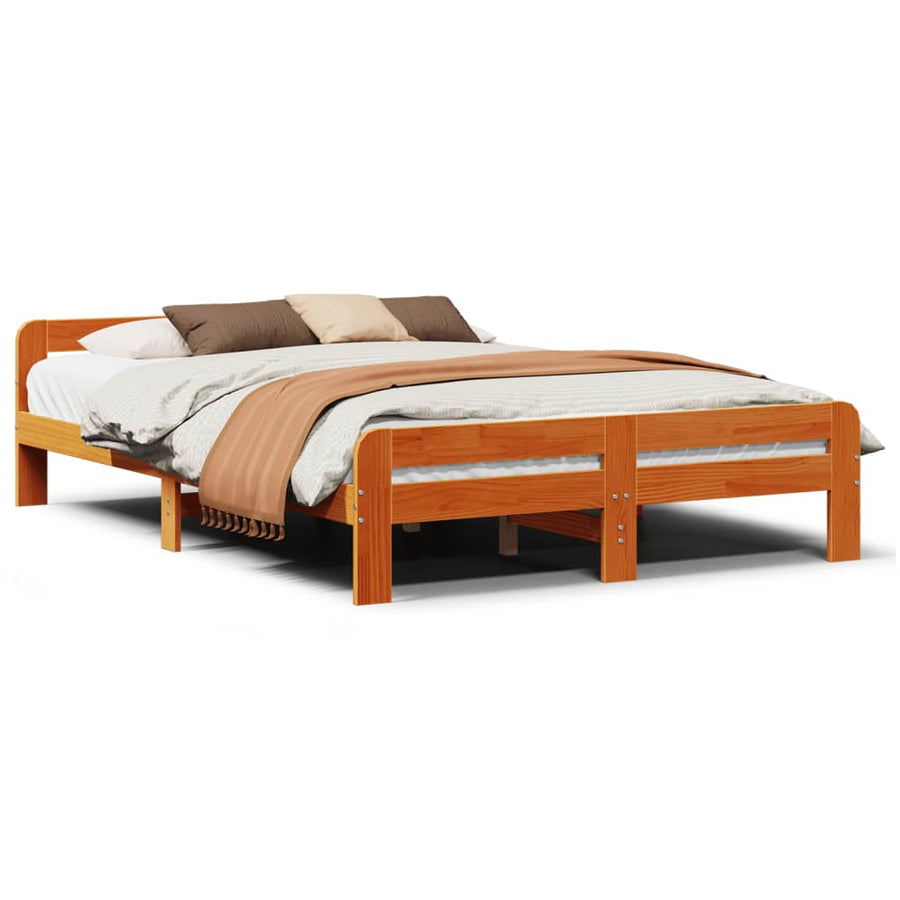Bedframe zonder matras massief grenenhout wasbruin 150x200 cm