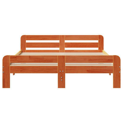 Bedframe zonder matras massief grenenhout wasbruin 150x200 cm