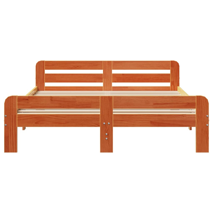Bedframe zonder matras massief grenenhout wasbruin 150x200 cm