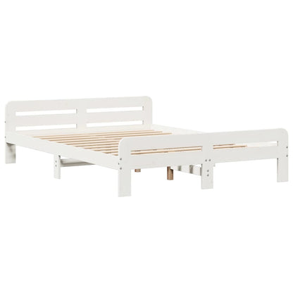 Bedframe zonder matras massief grenenhout wit 140x200 cm