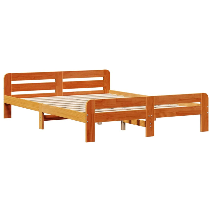 Bedframe zonder matras massief grenenhout wasbruin 140x200 cm