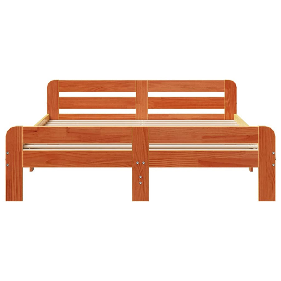 Bedframe zonder matras massief grenenhout wasbruin 140x200 cm