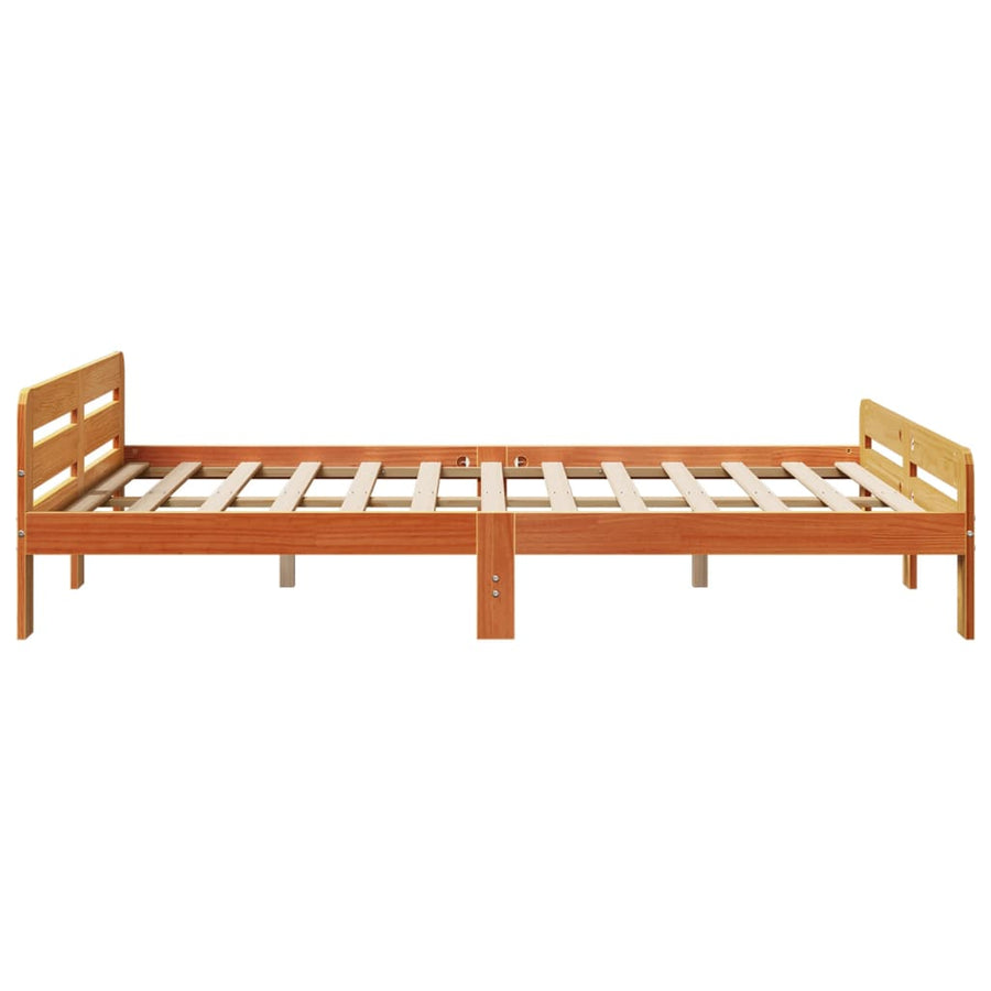 Bedframe zonder matras massief grenenhout wasbruin 140x200 cm