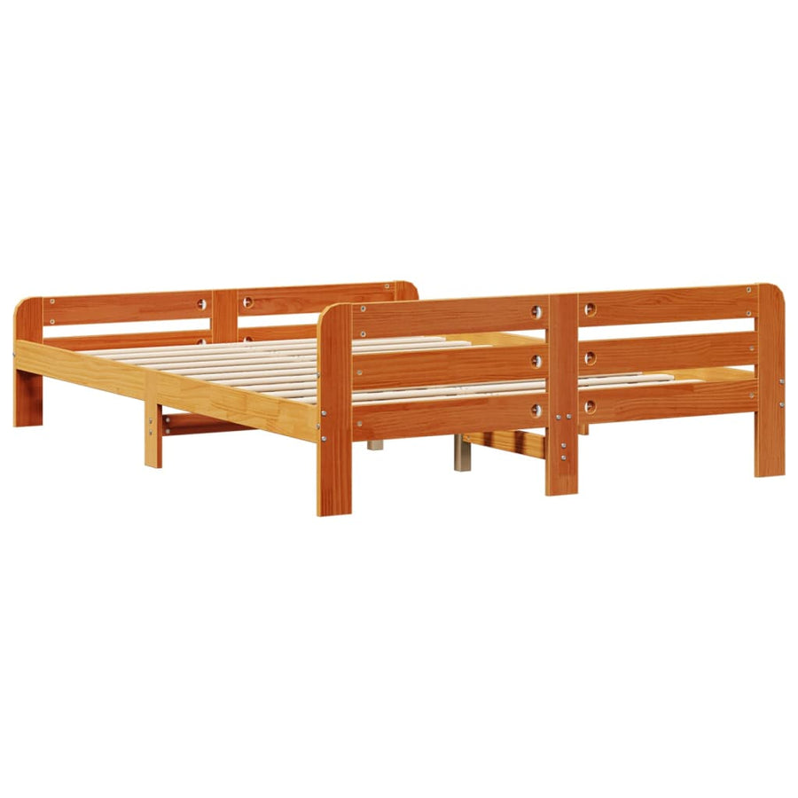 Bedframe zonder matras massief grenenhout wasbruin 140x200 cm