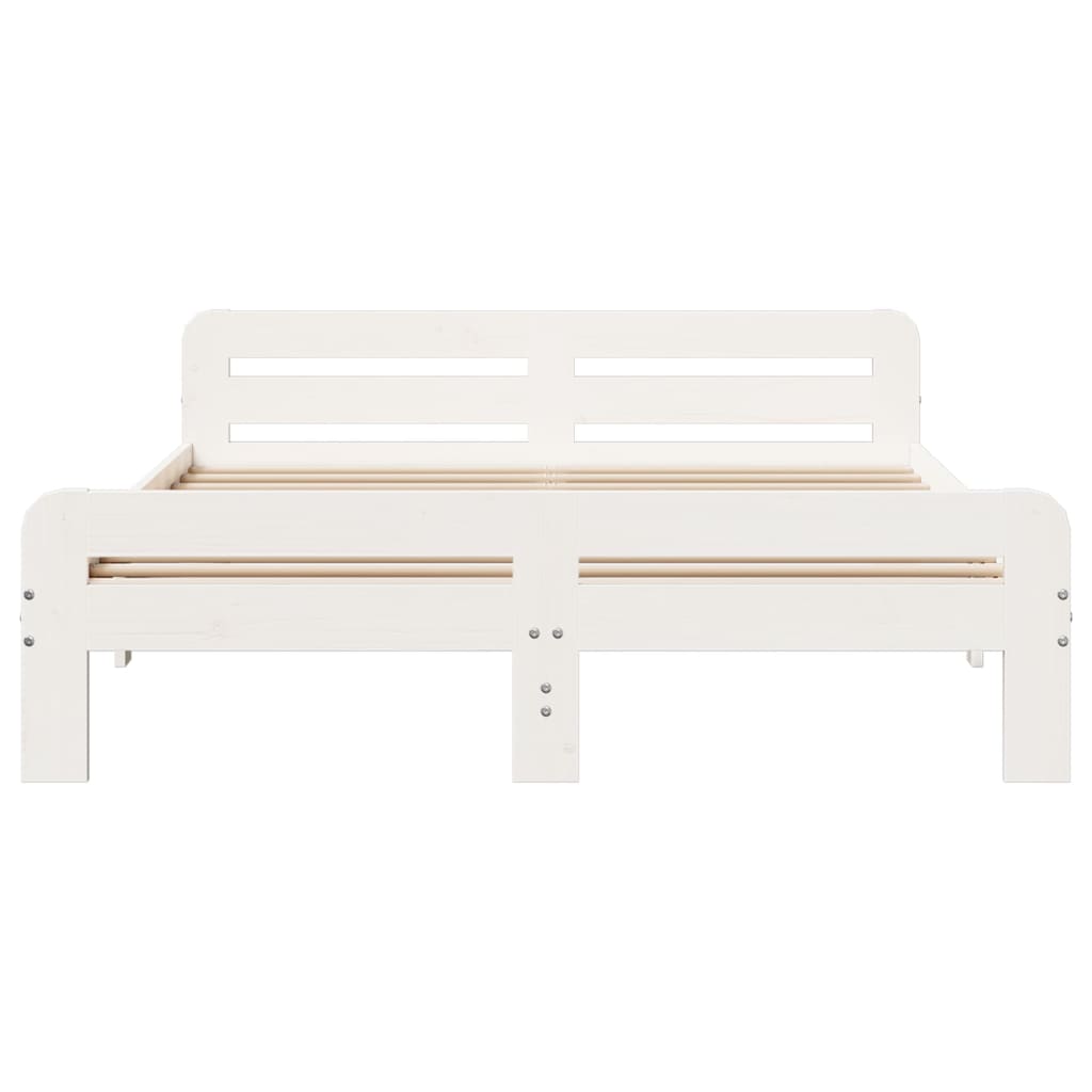 Bedframe zonder matras massief grenenhout wit 140x190 cm