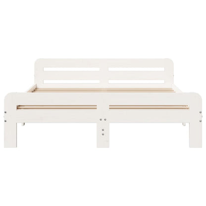 Bedframe zonder matras massief grenenhout wit 140x190 cm