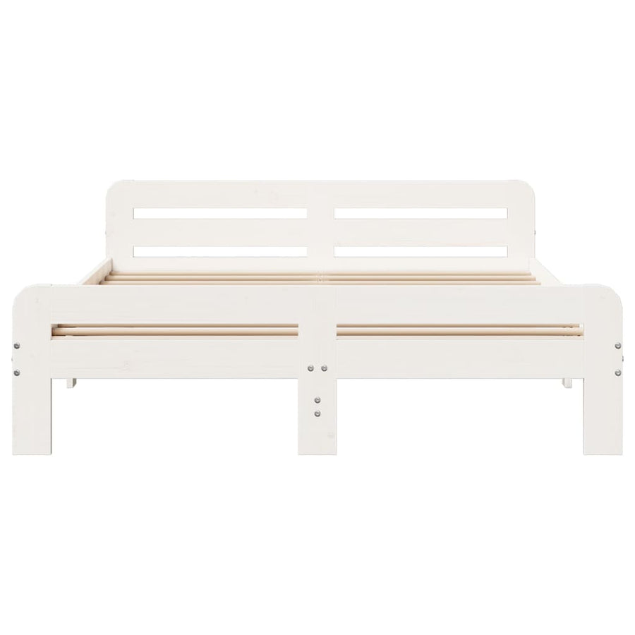 Bedframe zonder matras massief grenenhout wit 140x190 cm