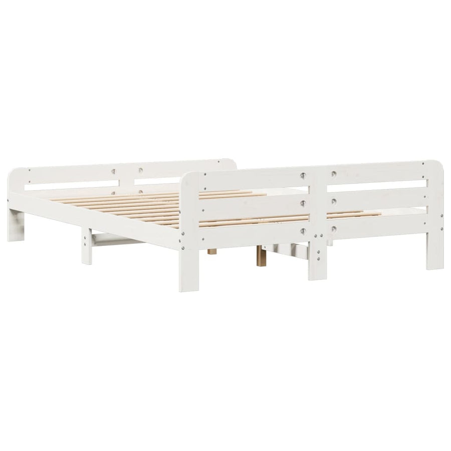 Bedframe zonder matras massief grenenhout wit 140x190 cm