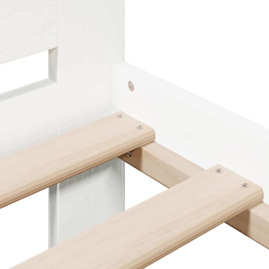 Bedframe zonder matras massief grenenhout wit 140x190 cm