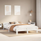 Bed frame without mattress solid pine wood white 140x190 cm