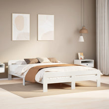 Bedframe zonder matras massief grenenhout wit 140x190 cm