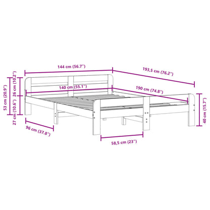 Bed met matras massief grenenhout wasbruin 140x190 cm