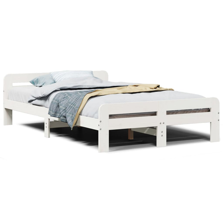 Bedframe zonder matras massief grenenhout wit 135x190 cm