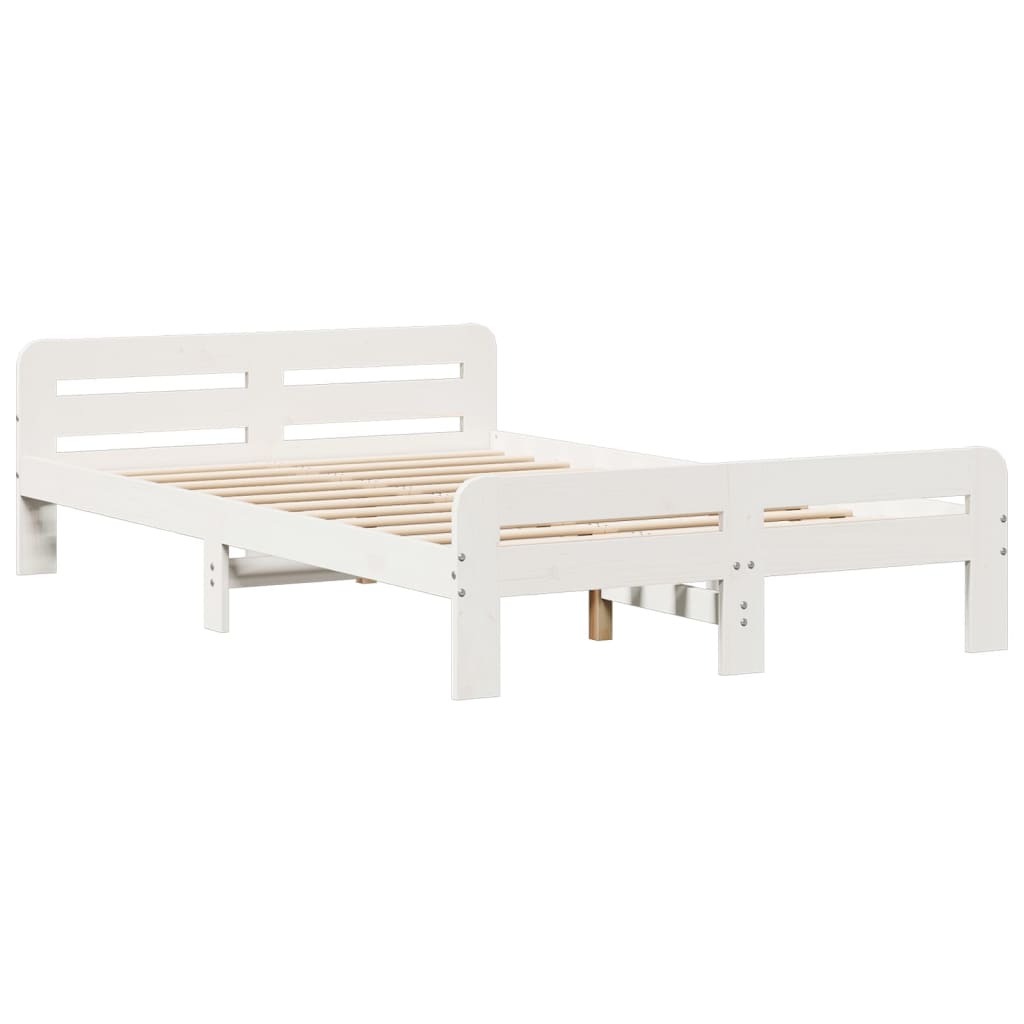 Bedframe zonder matras massief grenenhout wit 135x190 cm